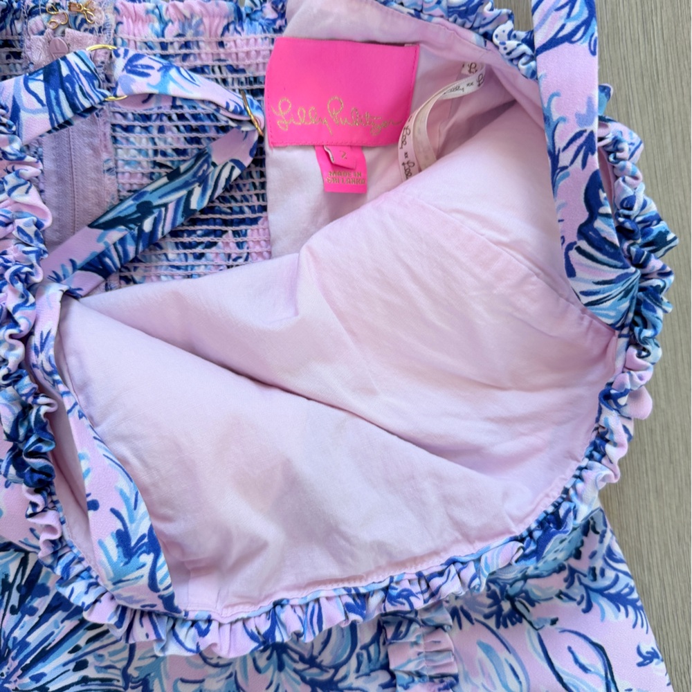 Lilly Pulitzer Floral Pink and Blue Romper - Picture 5 of 6
